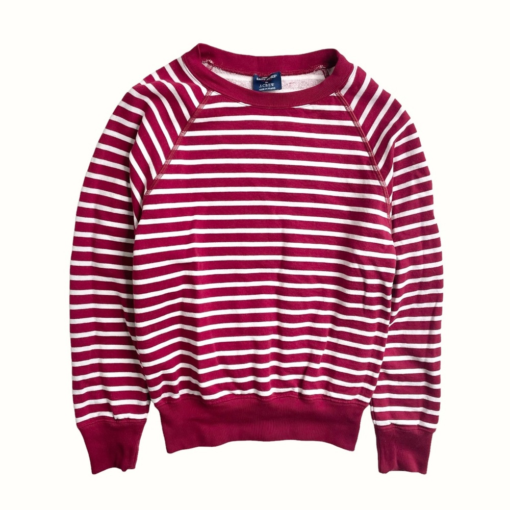 Rare Saint James x J. Crew Red & White Stripe Long Sleeve Sweatshirt Pullover